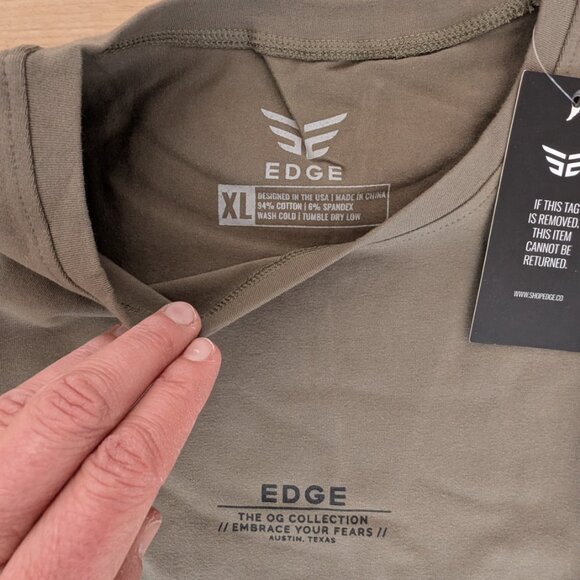 NWT EDGE Originals Military Green Crewneck Tee Shirt XL Cotton Stretch - Picture 3 of 8